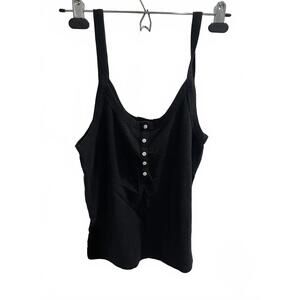 Aerie Black Button Tank Top SZ L